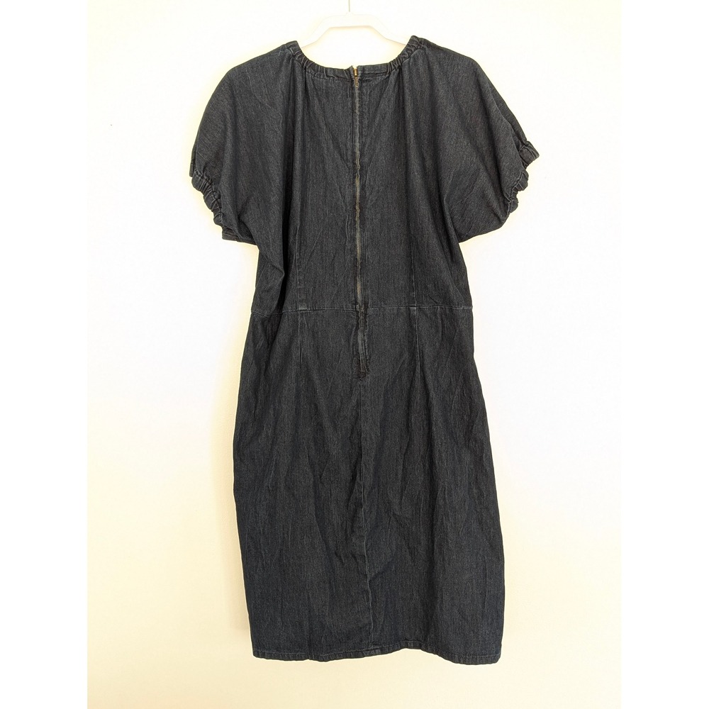 Ashley‎ Stewart Denim Dress Women 20 Blue Ruched Ruffle Stretch - Picture 6 of 7